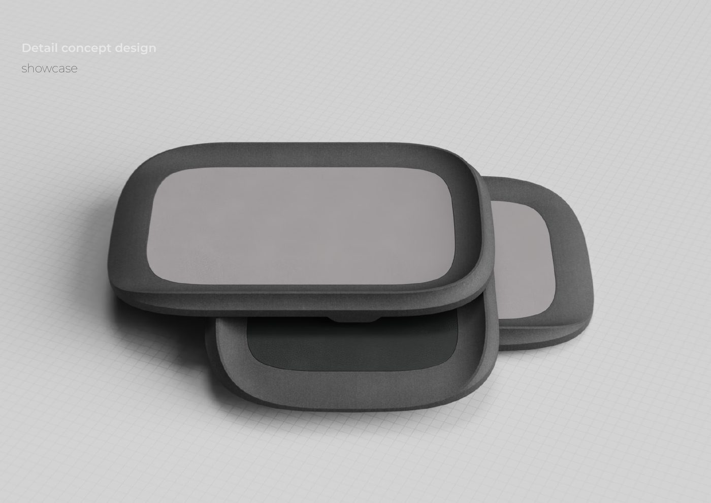 CAD render of sorting trays with different surface finishes