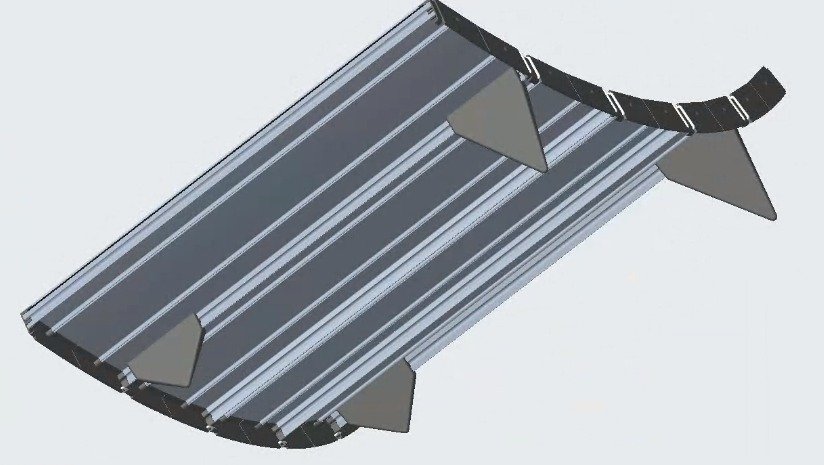 CAD render of curved board slats