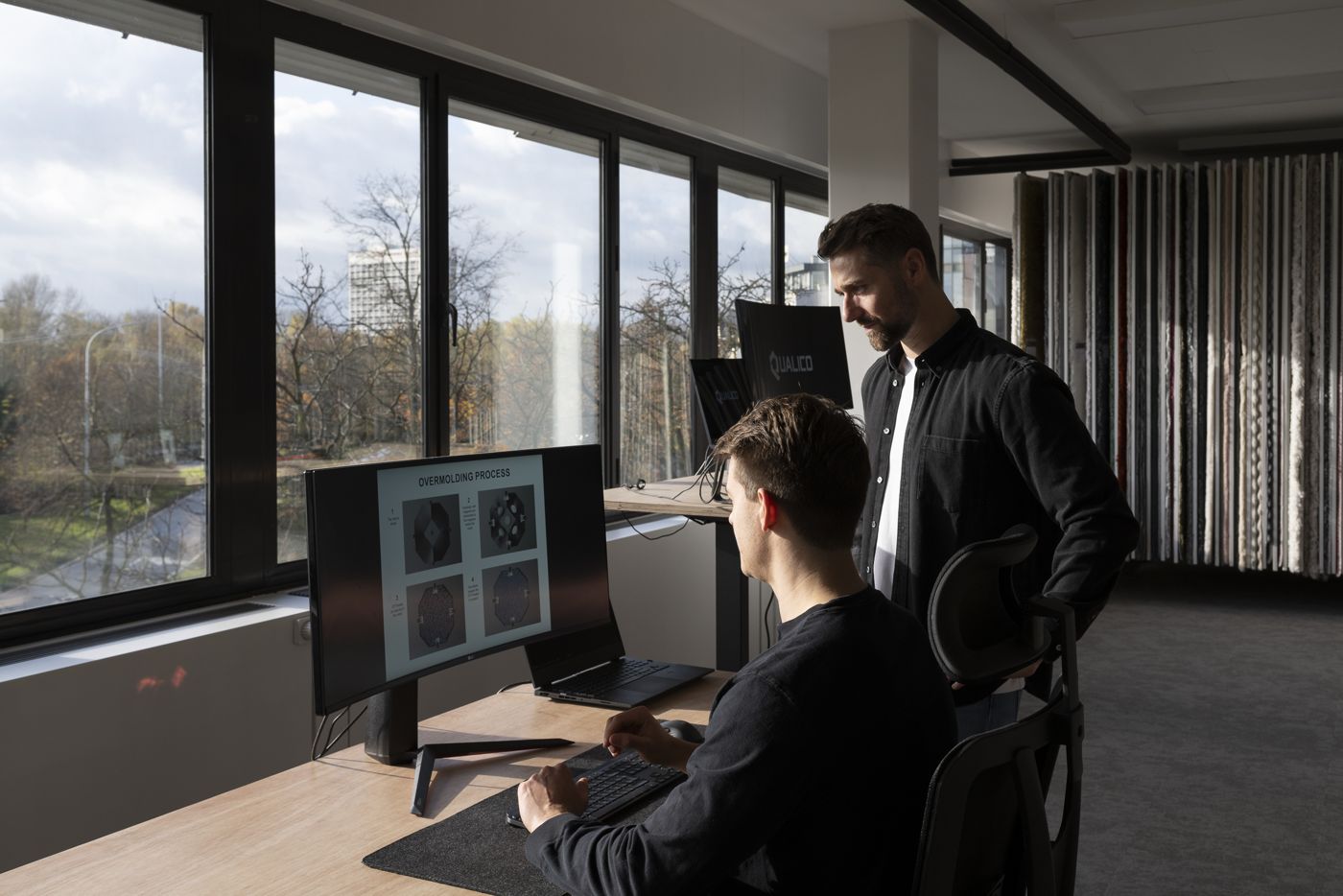 Design review at a standing desk