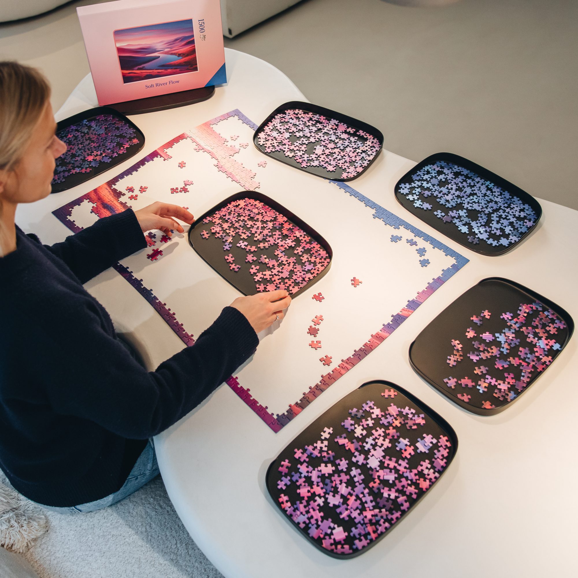 Puzzlup sorting trays with pieces