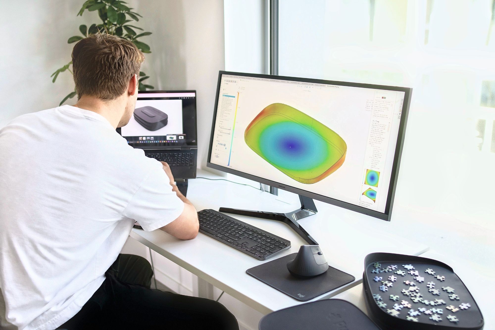 Simulating a product design in CAD at the studio